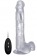 Прозрачный вибратор-реалистик Vibrating Realistic Cock 10  With Scrotum - 27 см. - Shots Media BV