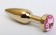 Золотистая анальная пробка с розовым кристаллом - 11,2 см. - 4sexdreaM - купить с доставкой в Москве