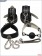 Набор БДСМ-девайсов из чёрной кожи на мягкой подкладке: наручники, наножники, ошейник с поводком, кляп - X-Market Ltd - купить с доставкой в Москве