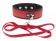 Красно-чёрный ошейник из полиуретана с поводком Collar and Leash - Blush Novelties - купить с доставкой в Москве