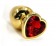 Золотистая алюминиевая анальная пробка с красным кристаллом-сердцем - 8,4 см. - Kanikule - купить с доставкой в Москве