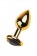 Золотистая анальная пробка с чёрным стразом в форме сердца - 9,5 см. - ToyFa - купить с доставкой в Москве
