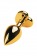Золотистая анальная пробка с чёрным стразом в форме сердца - 9,5 см. - ToyFa - купить с доставкой в Москве