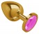 Золотистая большая анальная пробка с розовым кристаллом - 9,5 см. - Джага-Джага - купить с доставкой в Москве