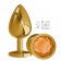 Золотистая большая анальная пробка с оранжевым кристаллом - 9,5 см. - Джага-Джага - купить с доставкой в Москве