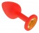 Красная анальная втулка с оранжевым кристаллом - 7,3 см. - Джага-Джага - купить с доставкой в Москве