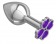 Средняя серебристая анальная втулка с клевером из фиолетовых кристаллов - 8,5 см. - Джага-Джага - купить с доставкой в Москве